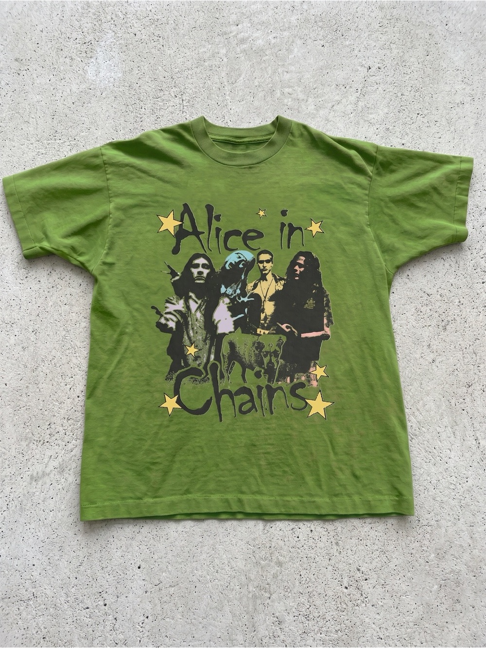 Alice In Chains Star Graphic Military Green Cotton T-Shirt